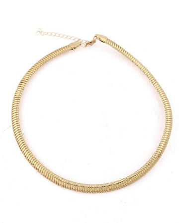 1pc Titanium Steel Exaggerated Threaded Elastic Metal Necklace Choker
