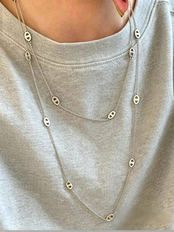 1pc Fashion Long Luxury Stainless Steel Pig Nose Titanium Steel 18K Non-Fading Necklace For Women, Mother's Day Gift