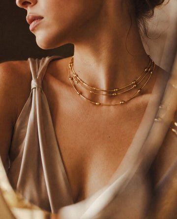 125cm Ultra Long Layering Necklace 18K Gold PVD Stainless Steel Tarnish Free Waterproof Minimalist Bean Bead Dress Backdrop Chain Women Jewelry