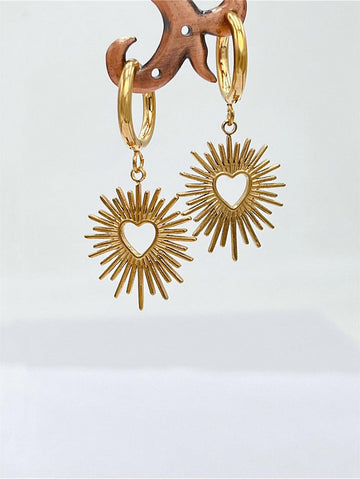 Hollow Out Heart Detail Sun Drop Earrings Valentines,Mom,Mother,Mother's Day,Gift