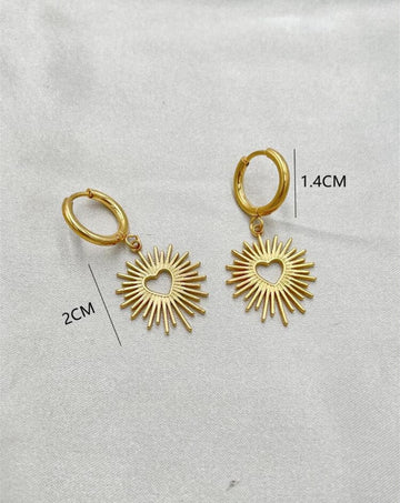 Hollow Out Heart Detail Sun Drop Earrings Valentines,Mom,Mother,Mother's Day,Gift