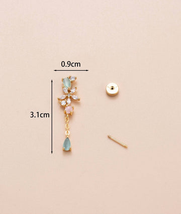 1pc Fashionable Minimalist Micro Inlaid Diamond Chain Link Stainless Steel Cartilage Piercing Earring