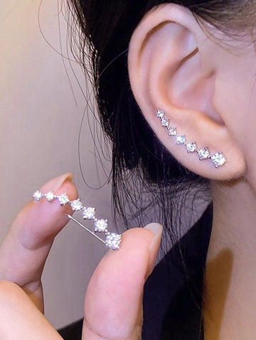 1 Pair Exquisite Elegant Luxury Sparkling Seven-Star Earrings, Fashion Casual Style, Jewelry Accessory, Suitable For Women's Daily Wear, Holiday Gift, Ideal Choice For Valentine's Day, Suitable For All Seasons