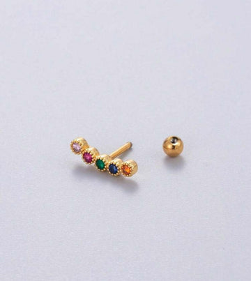 1pc Elegant Minimalist Colorful Zirconia Bohemian Stainless Steel Cartilage Earring