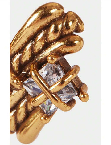Noxbound Vintage Golden Yellow Crystal Textured Windmill Stud Earrings,Minimalist/Vintage/Elegant,