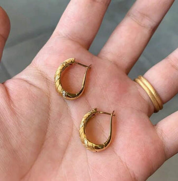 18K Gold Plated Zirconia French Vintage Countryside Style Earrings For Women