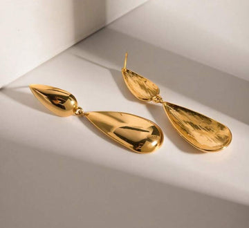 S SHOPBOHO 1pair Cheap & Unique Fashionable Water Drop Shaped Pendant Stainless Steel Statement Earrings