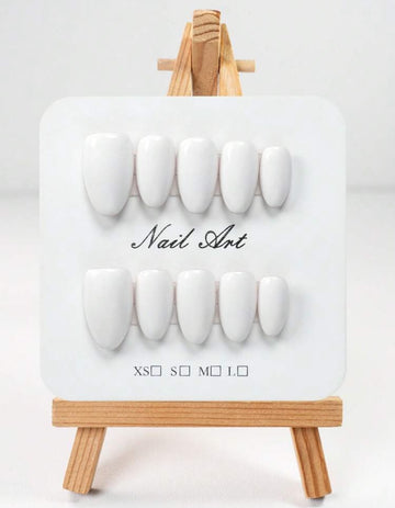 YINZIJIA 10 Pieces, Solid Color Short Almond Shaped White Acrylic Nail Tips Complete Set Of Fake Nail Tips, With Nail Accessories, Suitable For Women's Daily Life And Gatherings
