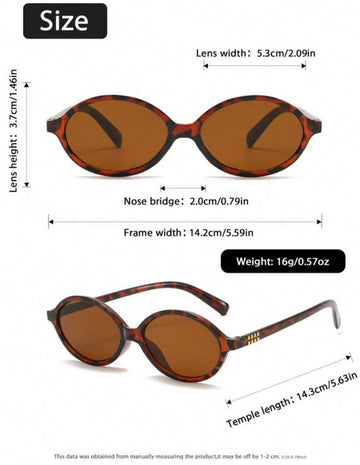 1pc New Oval Retro Multi-Color Fashionable Versatile Sunglasses For Women, Suitable For Travel, Beach, Bar, Outdoor And Other Occasions.