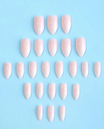 24pcs Medium Almond-Shaped Ombre Glossy Nail Stickers, Minimalist Style Nail Art Set, Suitable For Women And Girls, Timeless, Easy To Apply, Complete Nail Care Accessories Nails Nail Supplies