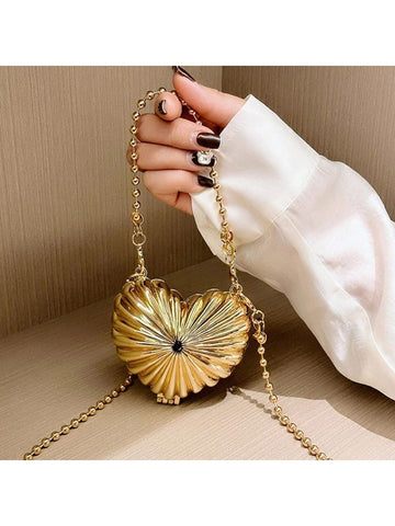 New Metal Handbag Mini Evening Bag FashionHeart Shoulder Bag Exquisite Makeup Crossbody Bag