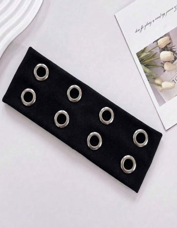 2/1pcs Fashion Punk Gothic Soft Non-Slip Elastic Hollow Out Headband, Beach Yoga Sports Daily Casual Headband Summer Hair Accessories