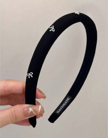 3pcs Women's Korean Fashion Narrow Silver Bow Solid Fabric Sponge Headband, Elegant Versatile Headband Suitable For Daily Use, Home.