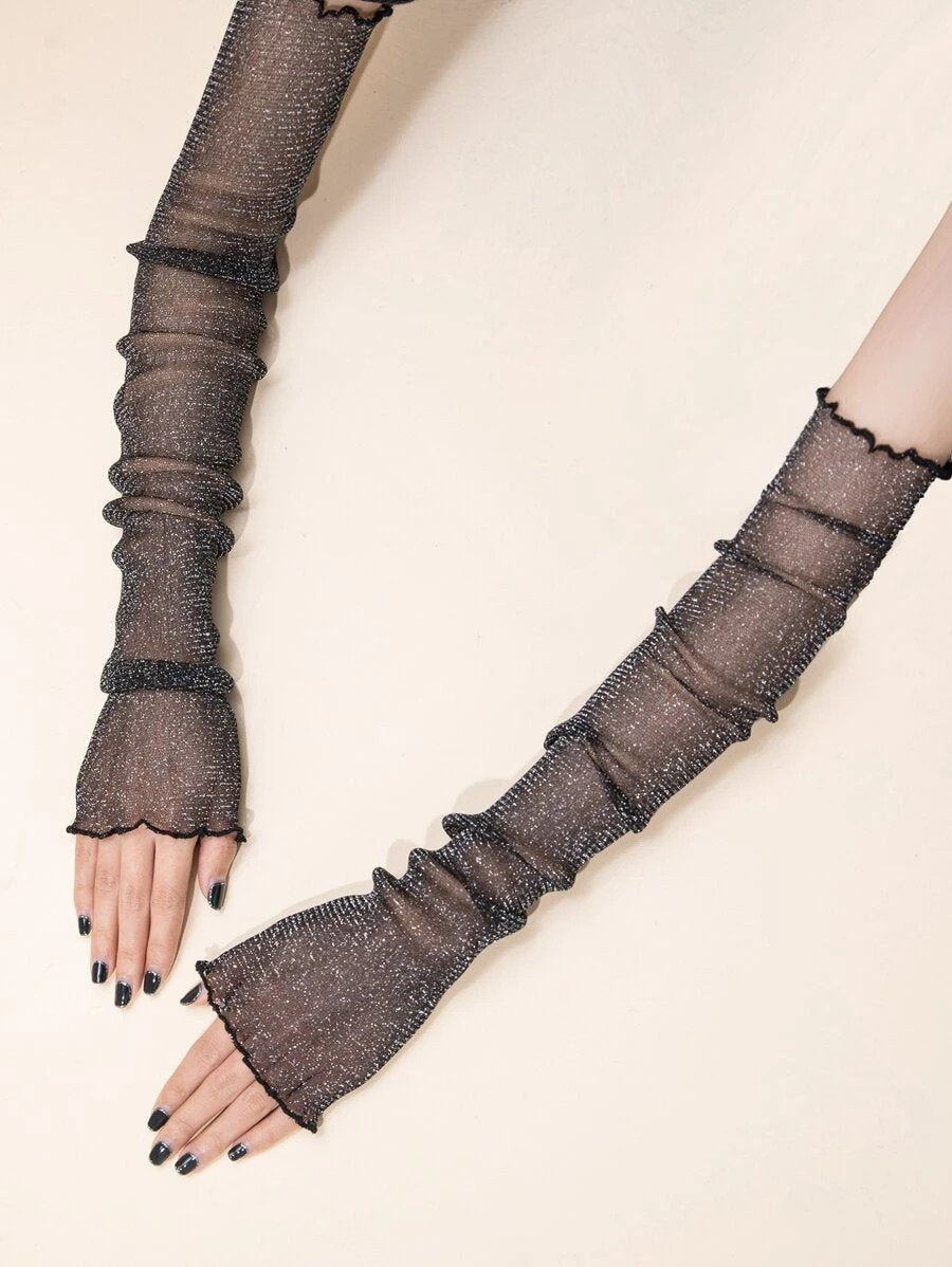 Glitter Long Mesh Gloves