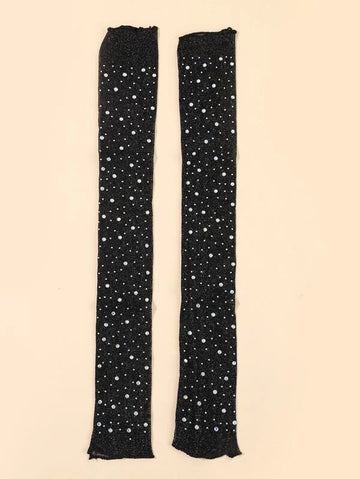 Rhinestone Decor Long Arm Sleeves