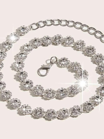 Rhinestone Decor Chain Belt