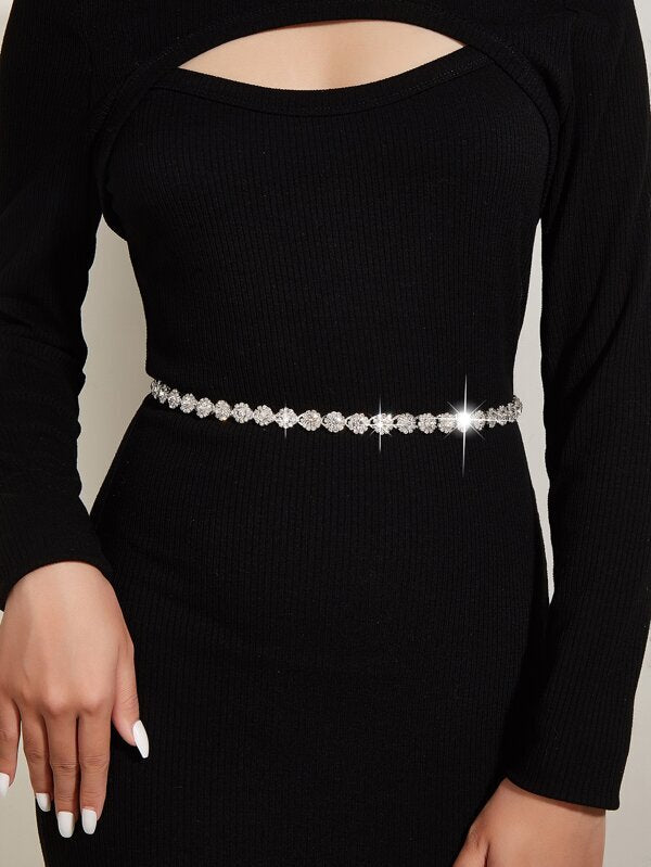 Rhinestone Decor Chain Belt