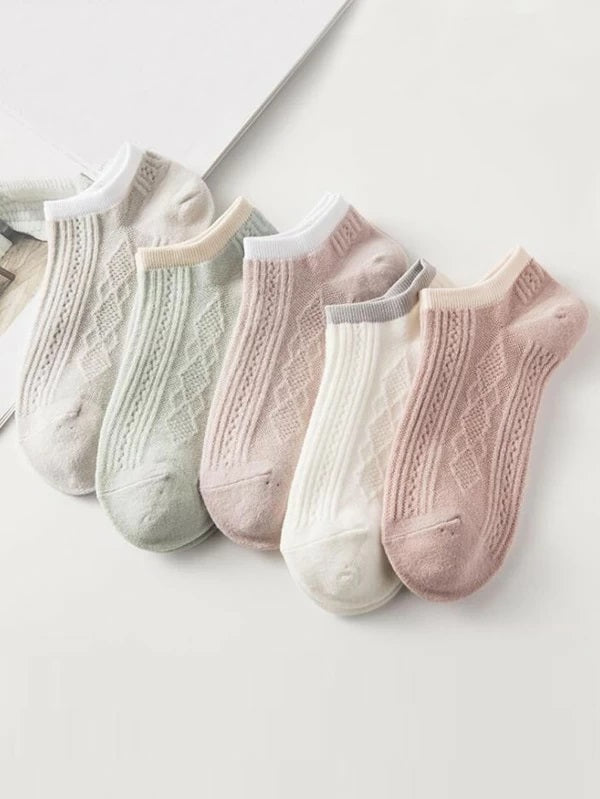 5pairs Ribbed Ankle Socks