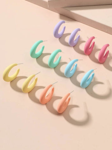 6pairs Minimalist Open Hoop Earrings