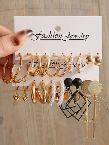 20pcs Faux Pearl & Heart Decor Earrings