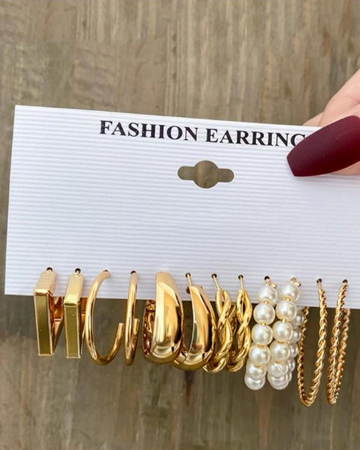 6pairs Faux Pearl Decor Earrings